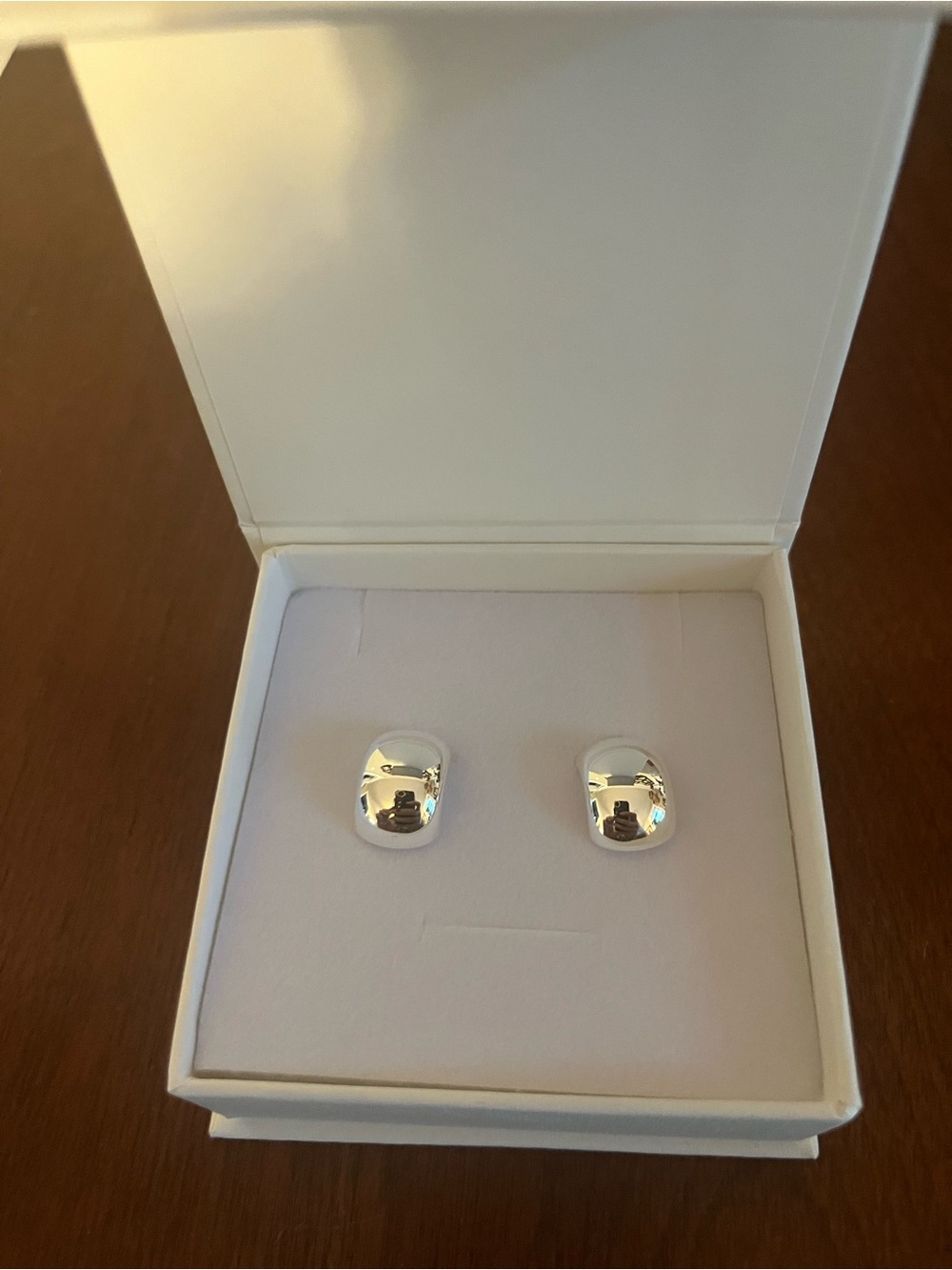 Polished Silver Women's Rounded Dome Stud Earrings